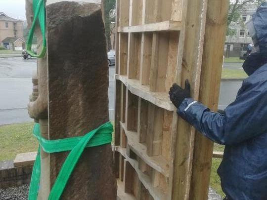 A structural crate to the profile of the Submariners Statue